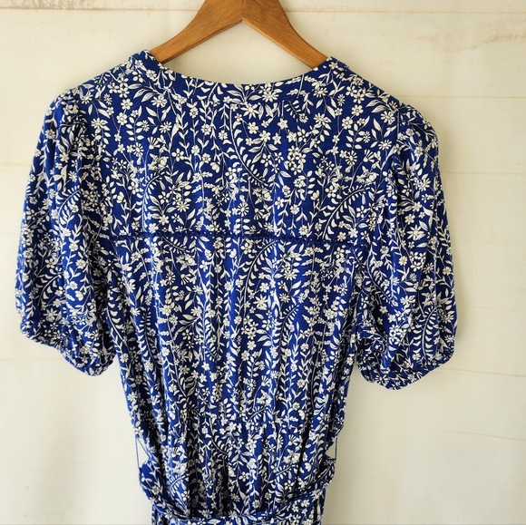 Boden Sofia Trim Jersey Blue Floral Midi Dress - Picture 11 of 13